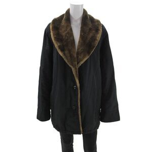 Steilmann Womens Black Polyester Button Overcoat Long Sleeve Size 14